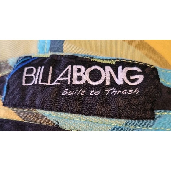 Billabong Shorts Men's 30 Yellow Green Blue Plaid Swim‎ Board Surf Trunks - Picture 6 of 10